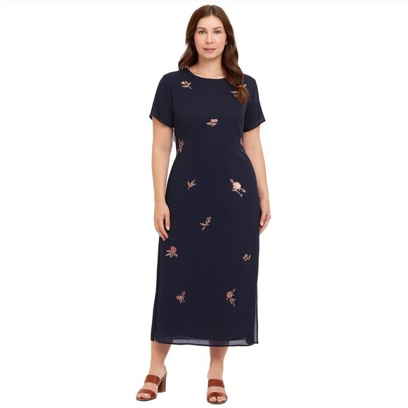 Fashion Bug black floral Maxi Dress size 6 - Picture 1 of 5